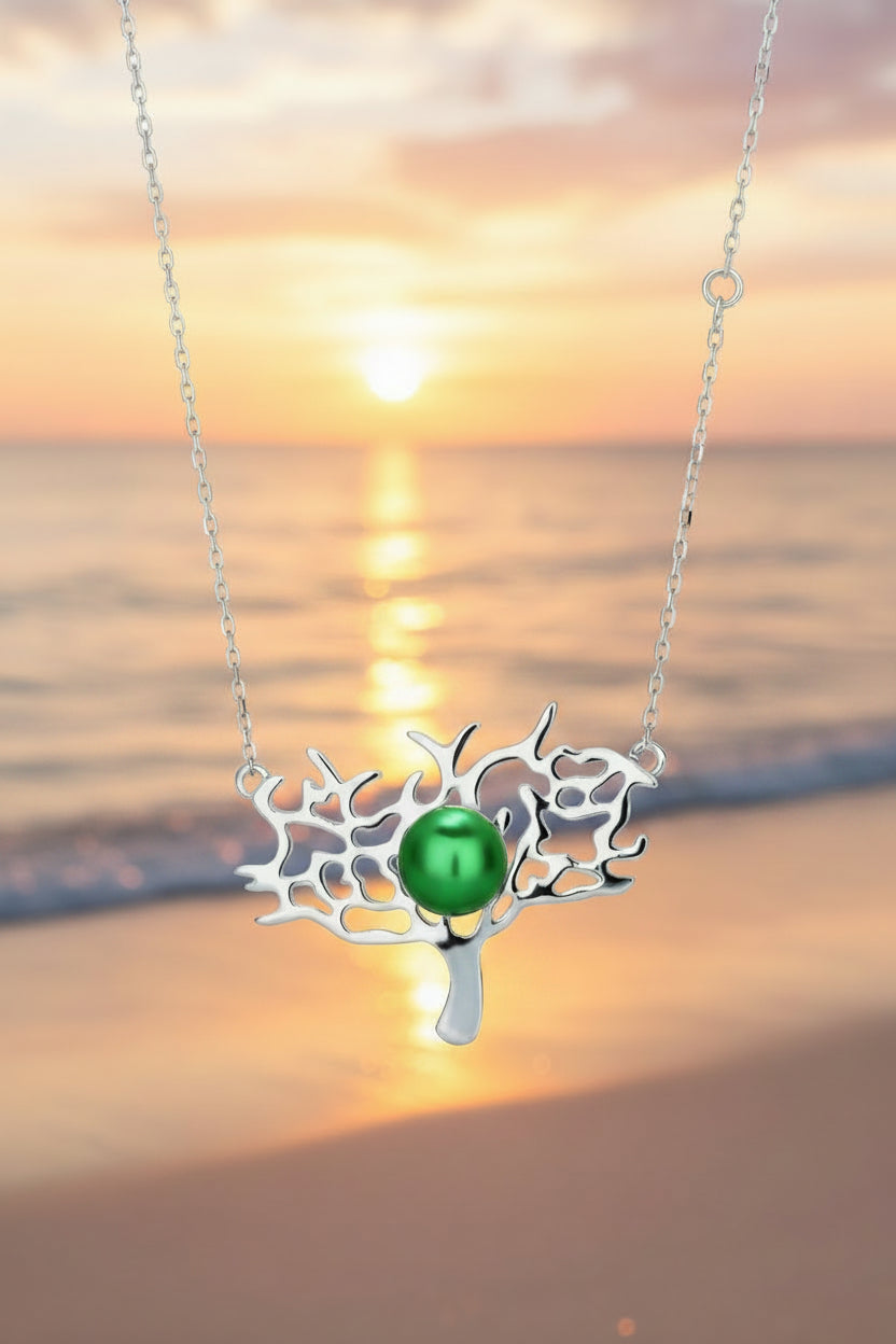 N-SS-4 Sterling Silver Tree of Life Necklace with Pearl