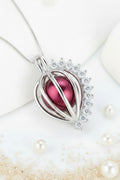 EC-SS-3 Sterling Silver Half Heart Drop Edison Cage with Cubic Zirconia