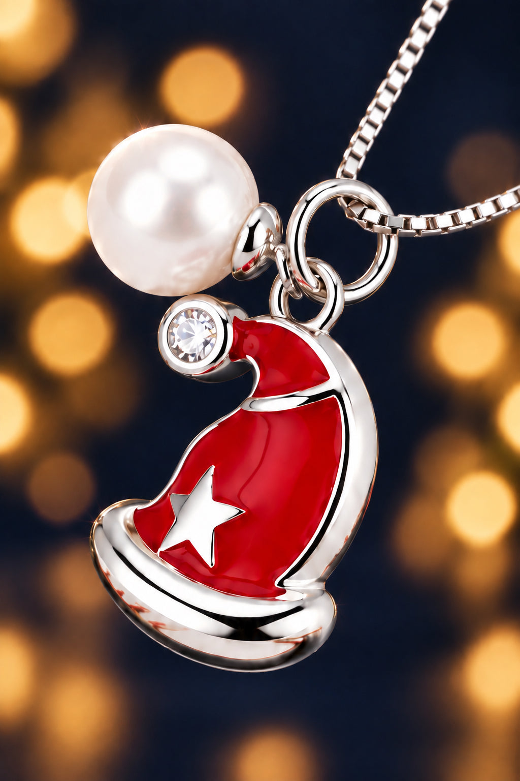 MAS-SS-2 Sterling Silver Santa Hat Pearl Pendant