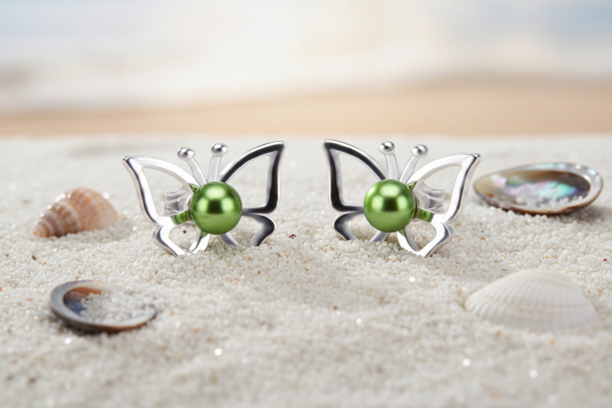 E-SS-1 | Sterling Silver Butterfly Earrings with Pearl