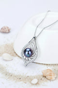 P-SS-4 Leaf Pearl & Cubic Zirconia Pendant