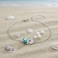 B-SS-1 | Sterling Silver Chain Bracelet with Pearl Star & CZ Half-Circle