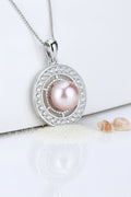 P-SS-5 Circular Pearl & Cubic Zirconia Pendant