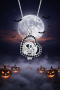 LTO-SS-7 Sterling Silver Black CZ Skull Heart Cage Pendant
