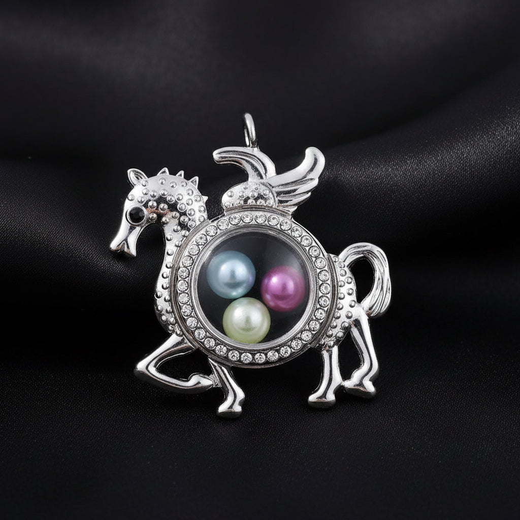 L-6 Flying Horse Locket Necklace