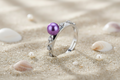 R-SS-3 | Adjustable Sterling Silver Pearl & CZ Solitaire Band