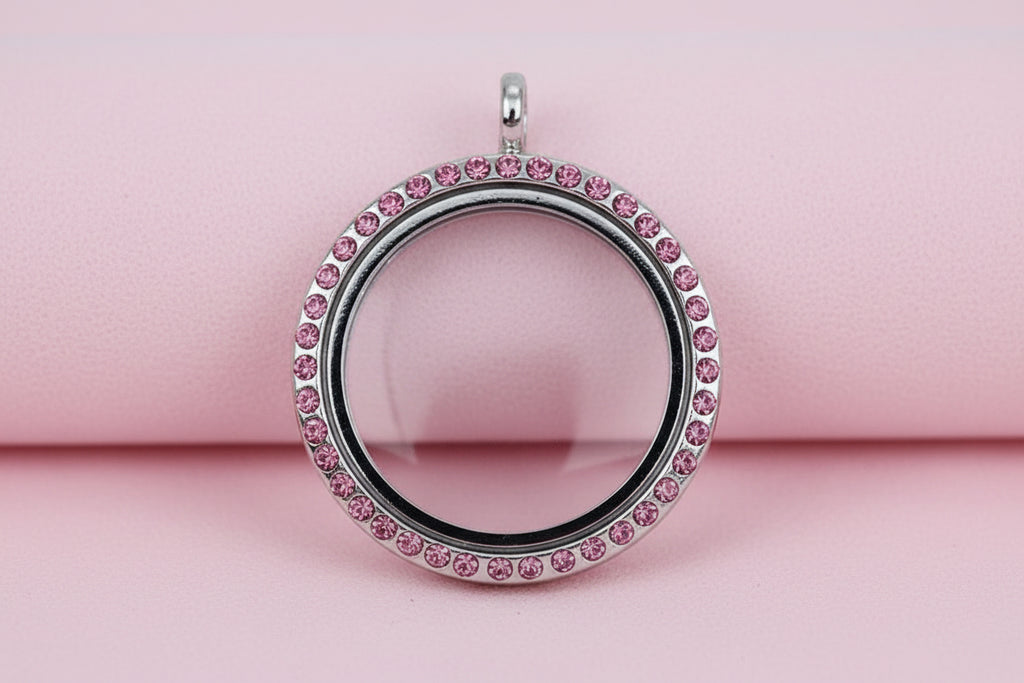 L-13 Round Rhinestone Locket