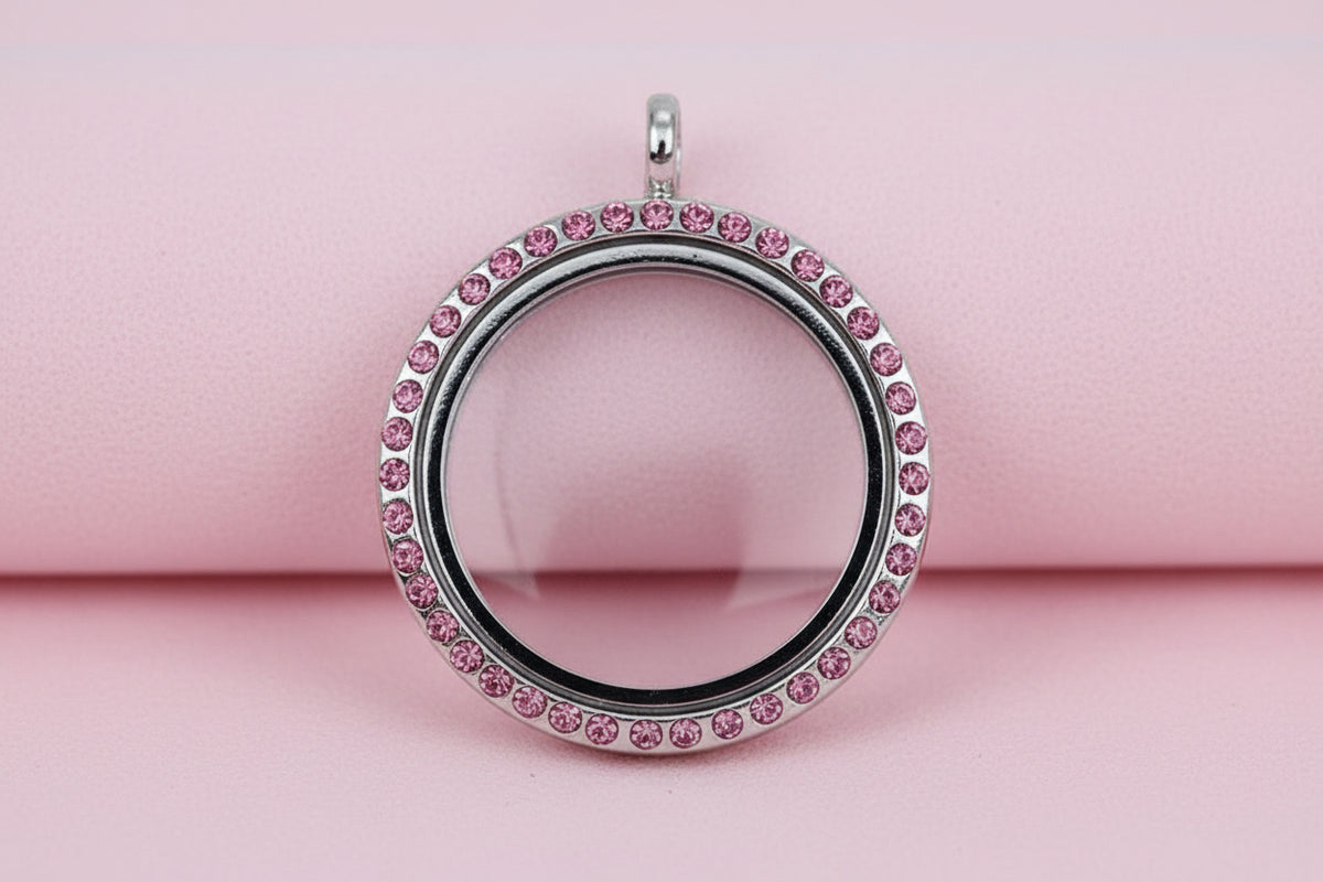 L-13 Round Rhinestone Locket