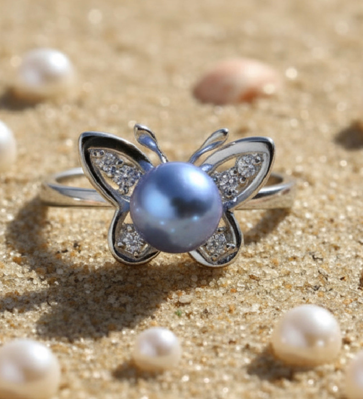 R-SS-5 | Adjustable Sterling Silver Butterfly CZ Ring