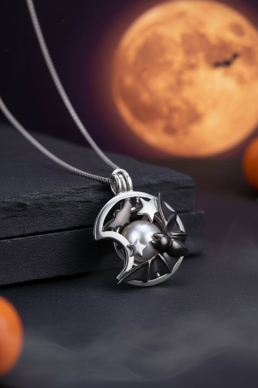 LTO-SS-8 Sterling Silver Black Bat Cage Pendant