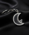 L-4 Crescent Moon Rhinestone Locket Keychain