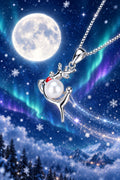 MAS-SS-4 Sterling Silver Running Reindeer Pearl Pendant