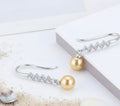 E-SS-2 | Sterling Silver Zigzag CZ Dangle Earrings with Pearl Drop