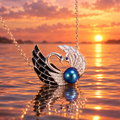 Swan Pendant with Ocean Blue Pearl at Sunset